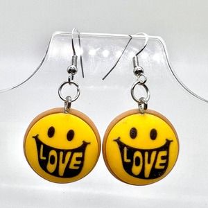 Smiley Face Earrings - Love Earrings - Hippy Earrings - Hippie Costume Earrings